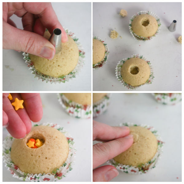 how to hide sprinkles inside a cupcake