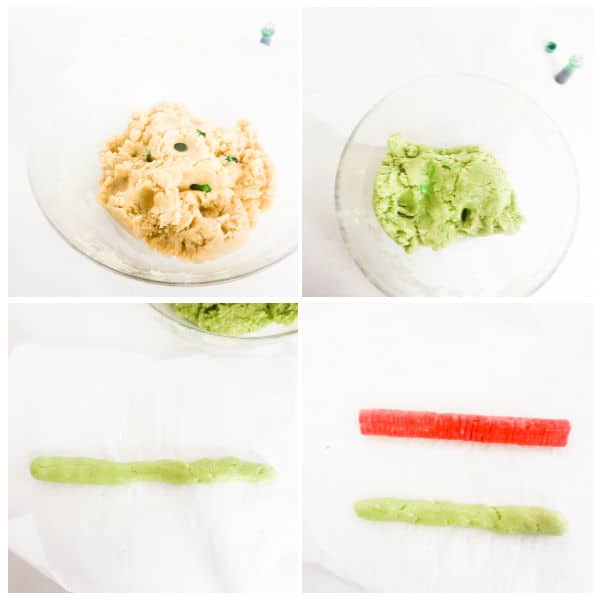 steps for making Grinch cookies