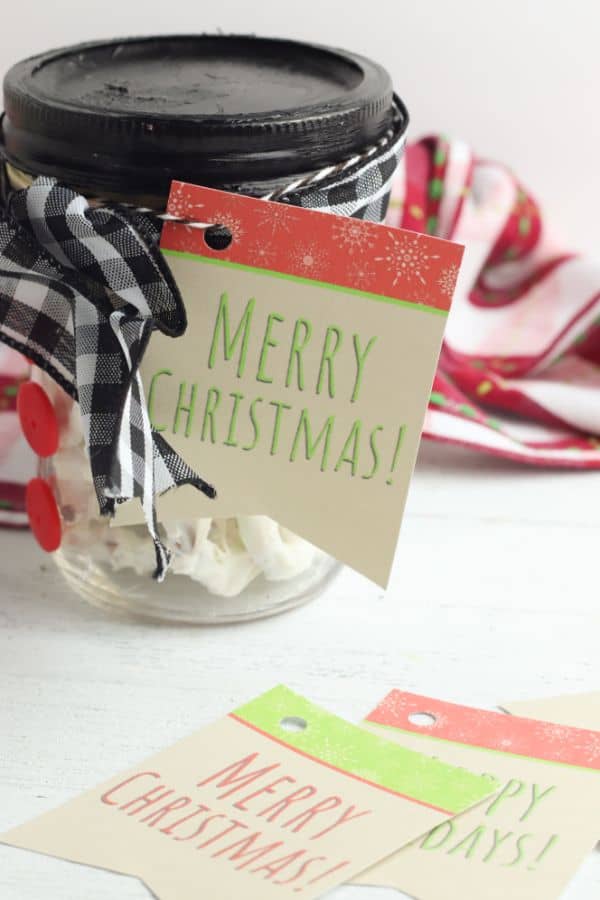 printable tags for snowman gift in a jar