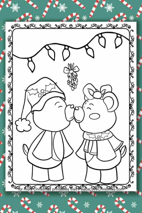 Printable Christmas Bear Coloring Page