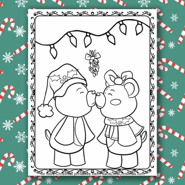 Printable Christmas Bear Coloring Page