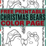 Printable Christmas Bear Coloring Page