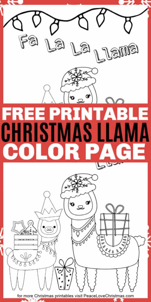 Printable Christmas Llama Coloring Page