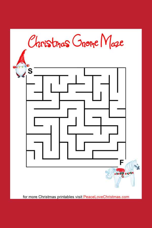 printable Christmas mazes with gnomes