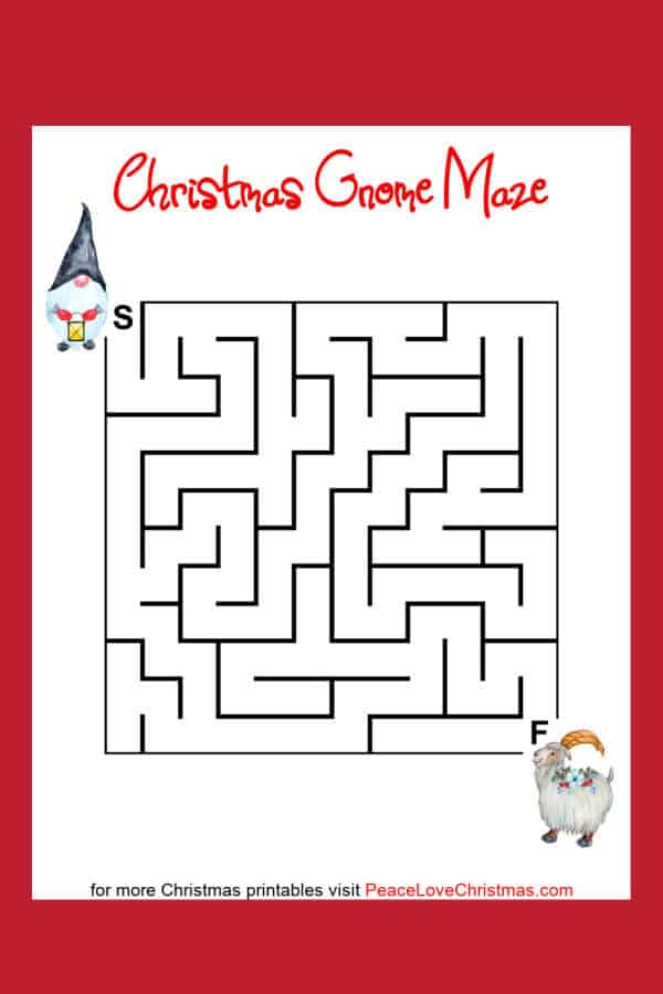 printable Christmas gnome mazes 