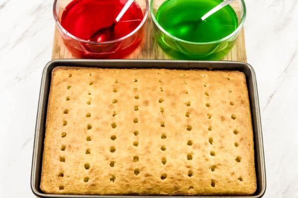 how to poke holes in a Christmas Jello Poke Cake