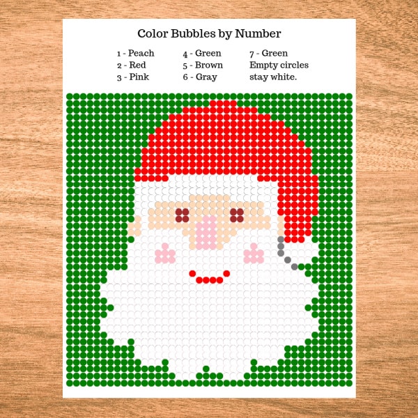 Santa Christmas Color by Number Printable - free download PDF