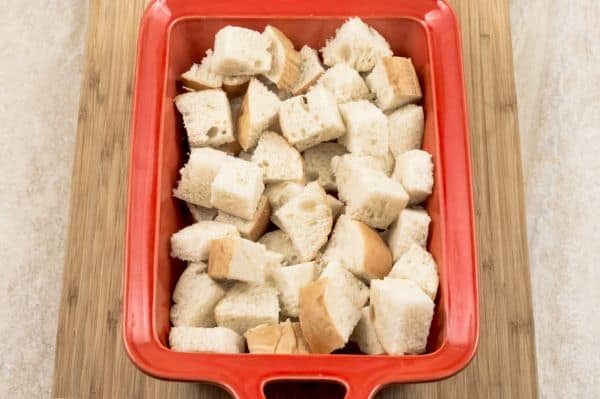 cubed bread for Easy Cranberry Sausage Stuffing