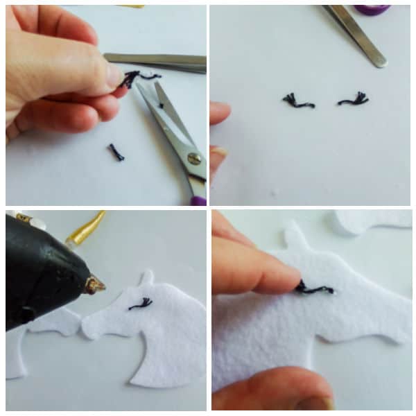 how to make the eyes for a DIY Unicorn Christmas Ornaments