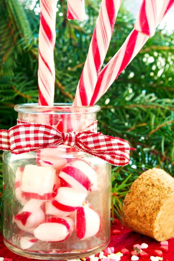 decorate for Christmas with jars of candy