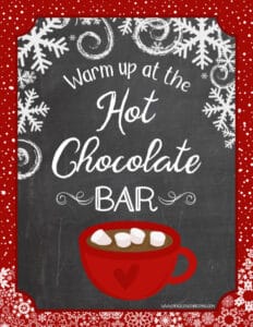 hot cocoa bar ideas and printables