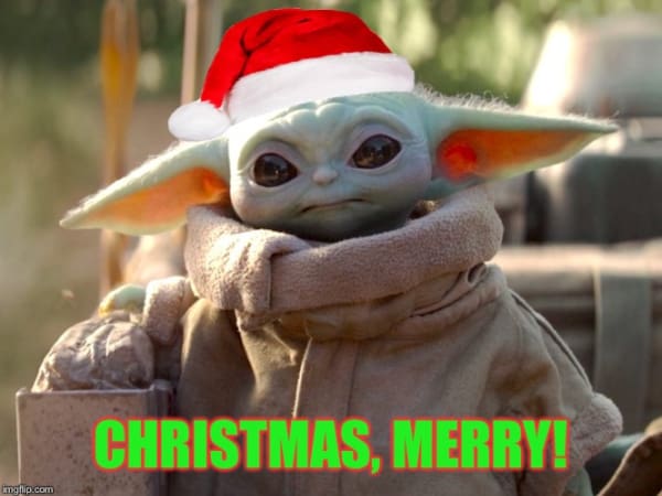 Baby Yoda with Christmas hat Meme - Christmas, Merry!
