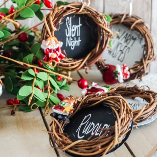 cute grapevine wreath Christmas ornaments