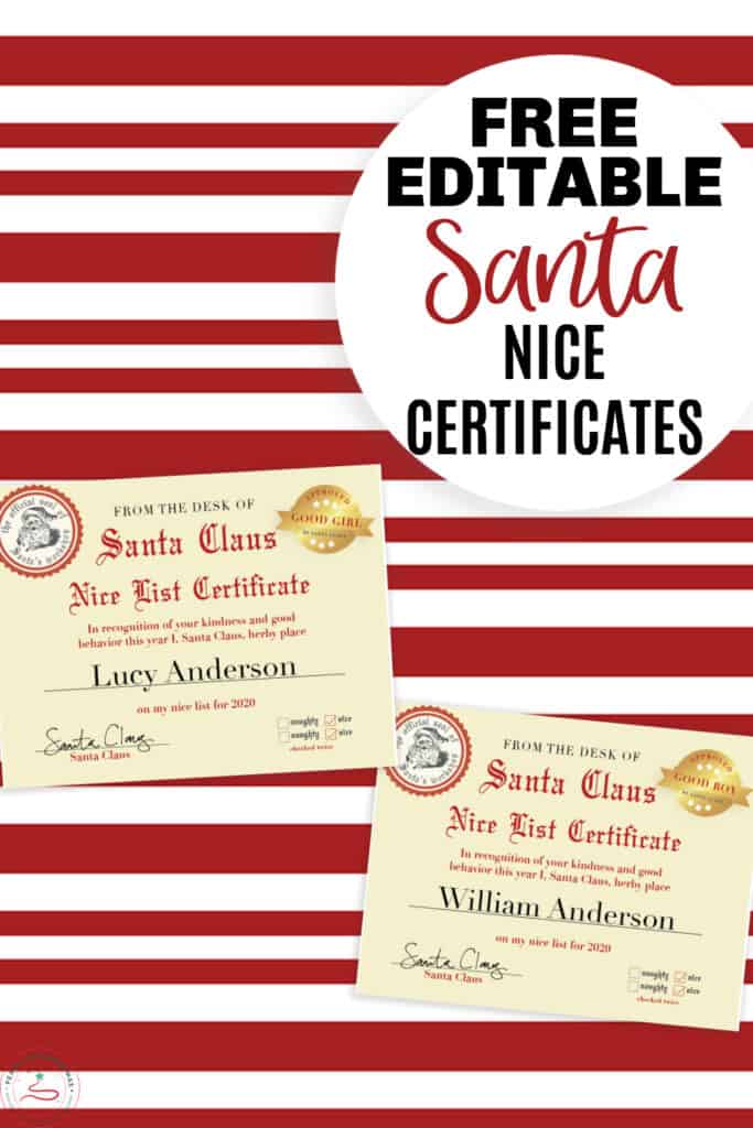 Santa Nice List Certificate