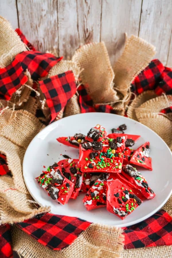 red Christmas bark candy