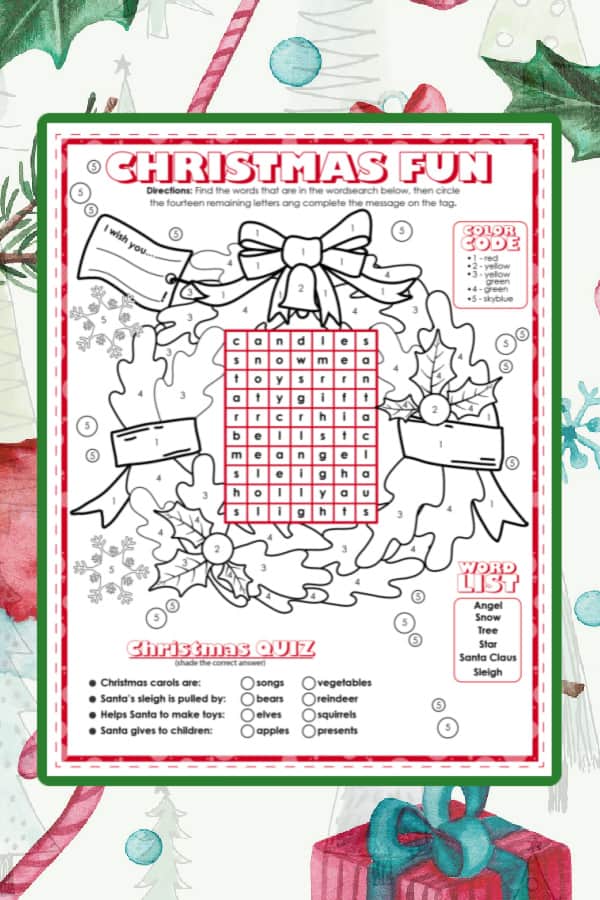 printable christmas activity sheet for children