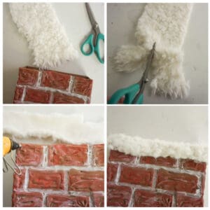 how to add fur to the top of the cardboard chimney