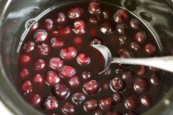 crock pot of cherries