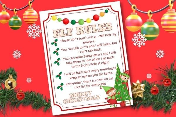 printable elf on the shelf rules for kids