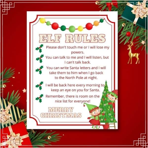 Elf on the Shelf Rules Printable for Kids