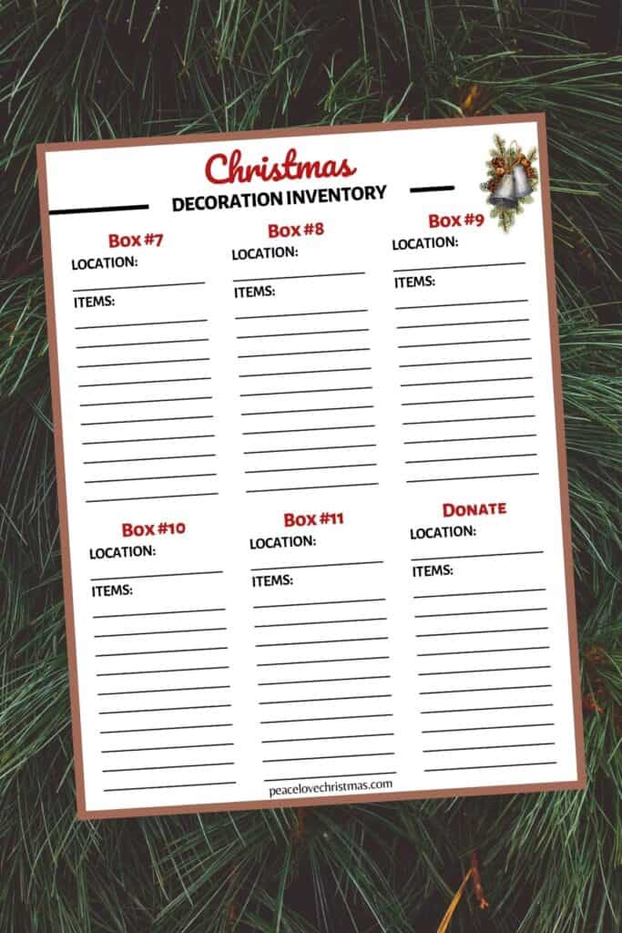 organizing christmas decorations checklist of what is in each box