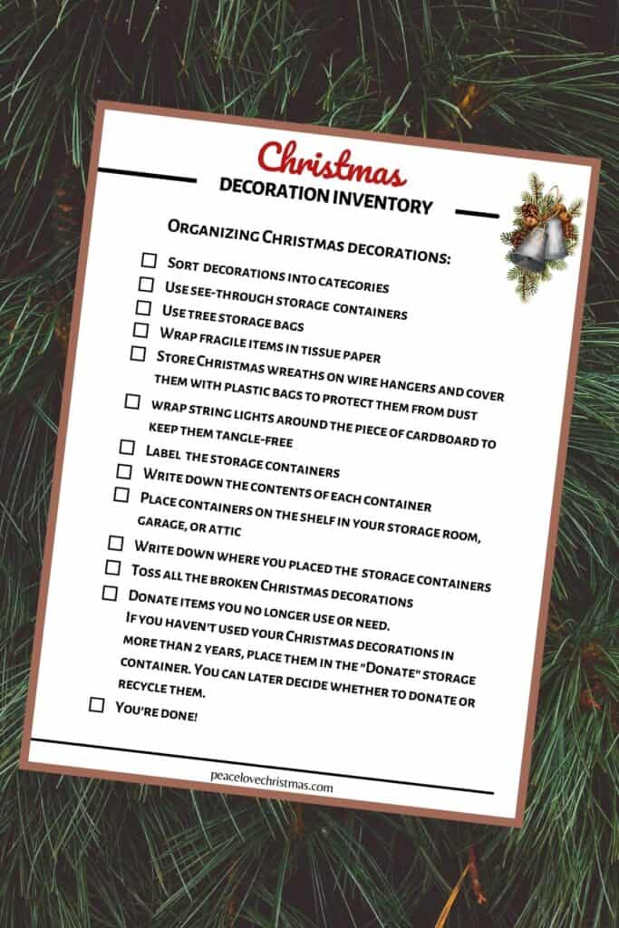 organizing Christmas decorations checklist