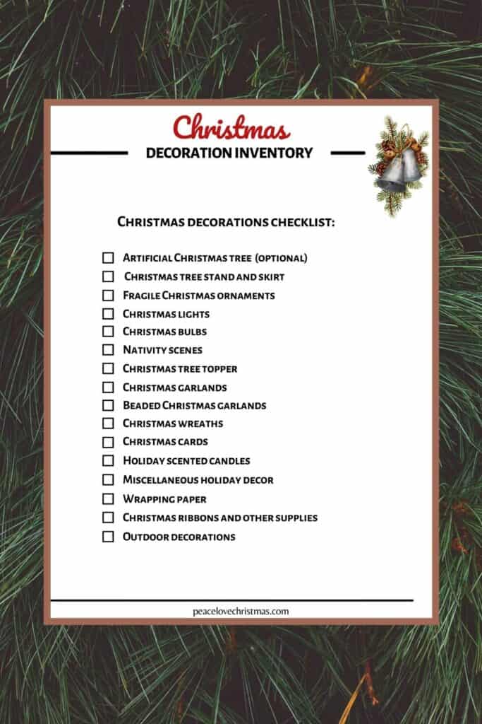 Christmas Decorations Inventory checklist
