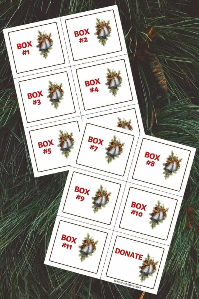 labels for boxes of Christmas decorations