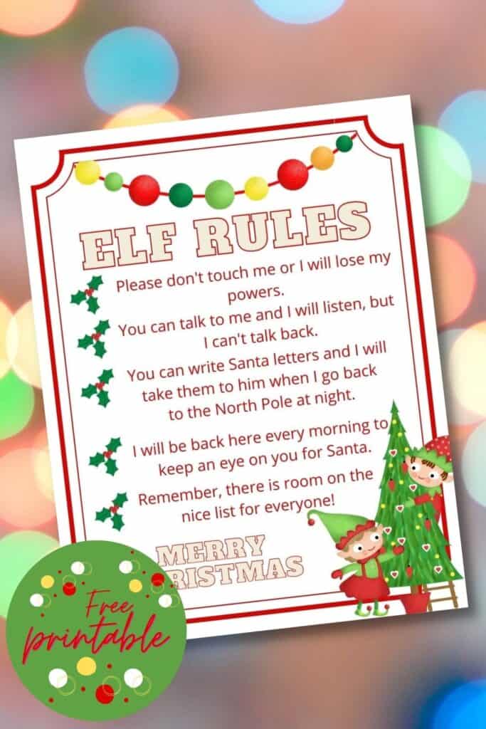 Elf on the Shelf Rules Printable for Kids