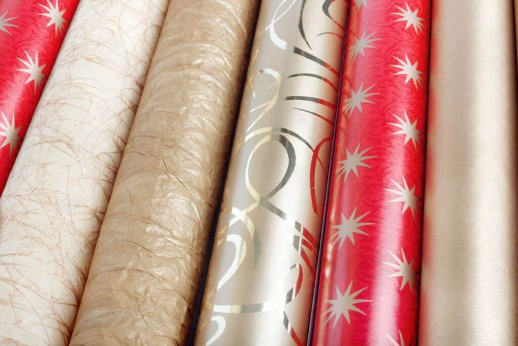 rolls of wrapping paper laying side by side