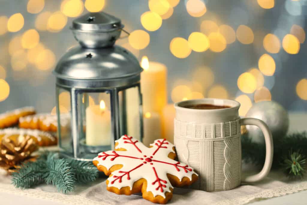 sugar cookie with mug and candles