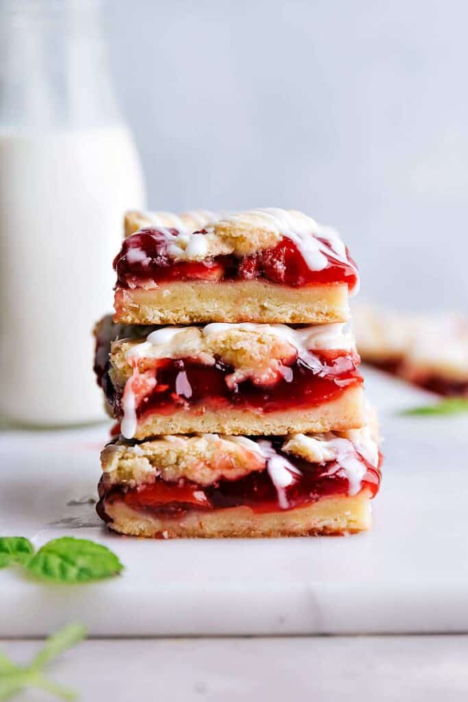 stacks of cherry pie bars