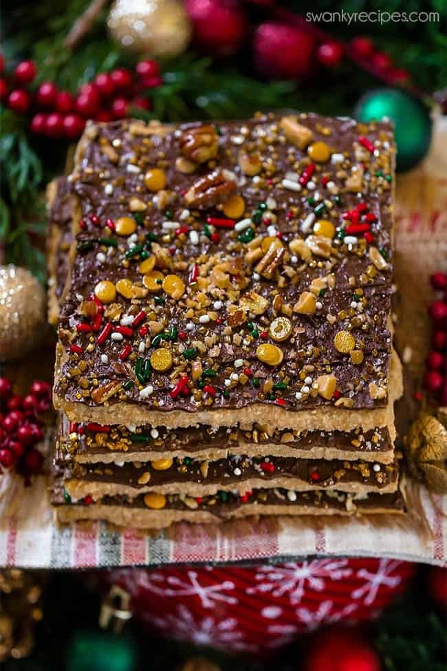 Stack of Christmas toffee candy