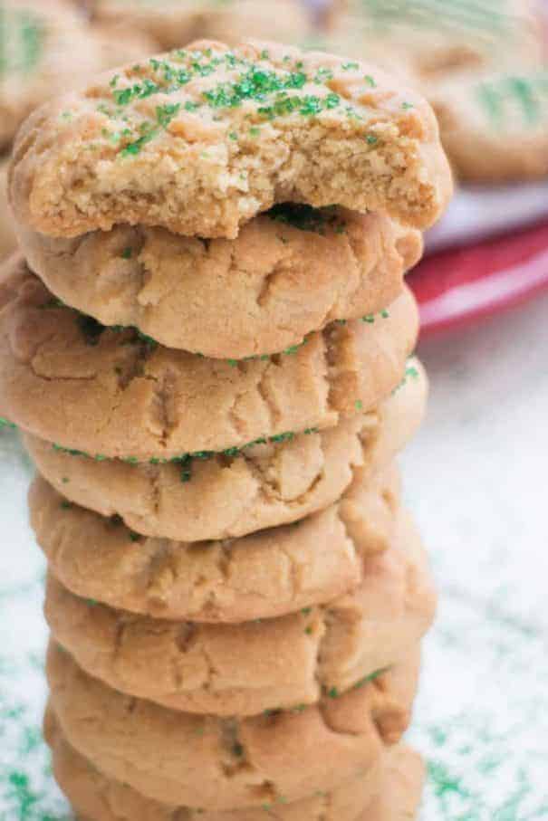 tall stack of peanut butter cookies