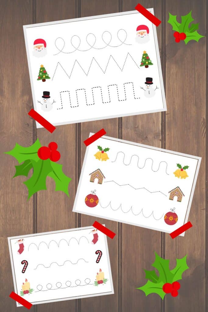 Christmas line tracing activity sheets