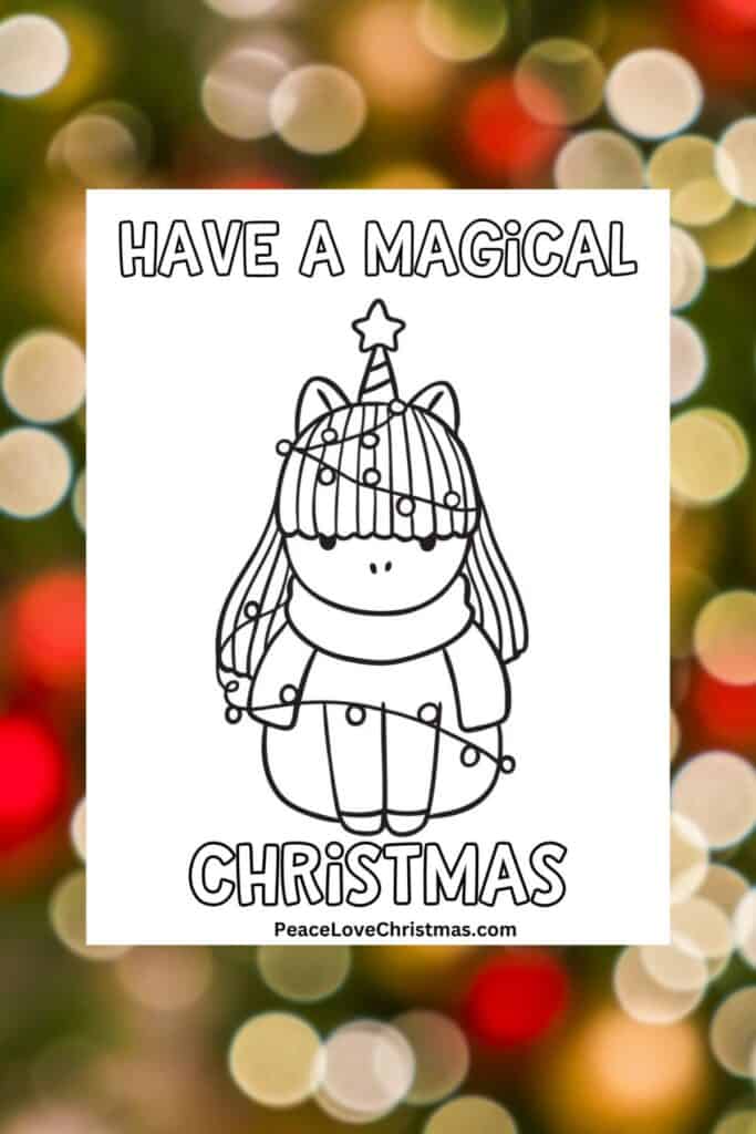 Christmas unicorn coloring pages