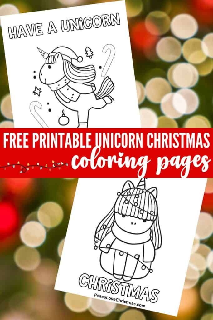 free printable Christmas unicorn coloring pages