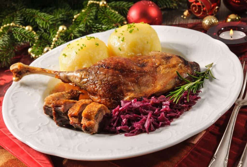 roasted goose for Christmas in Germany