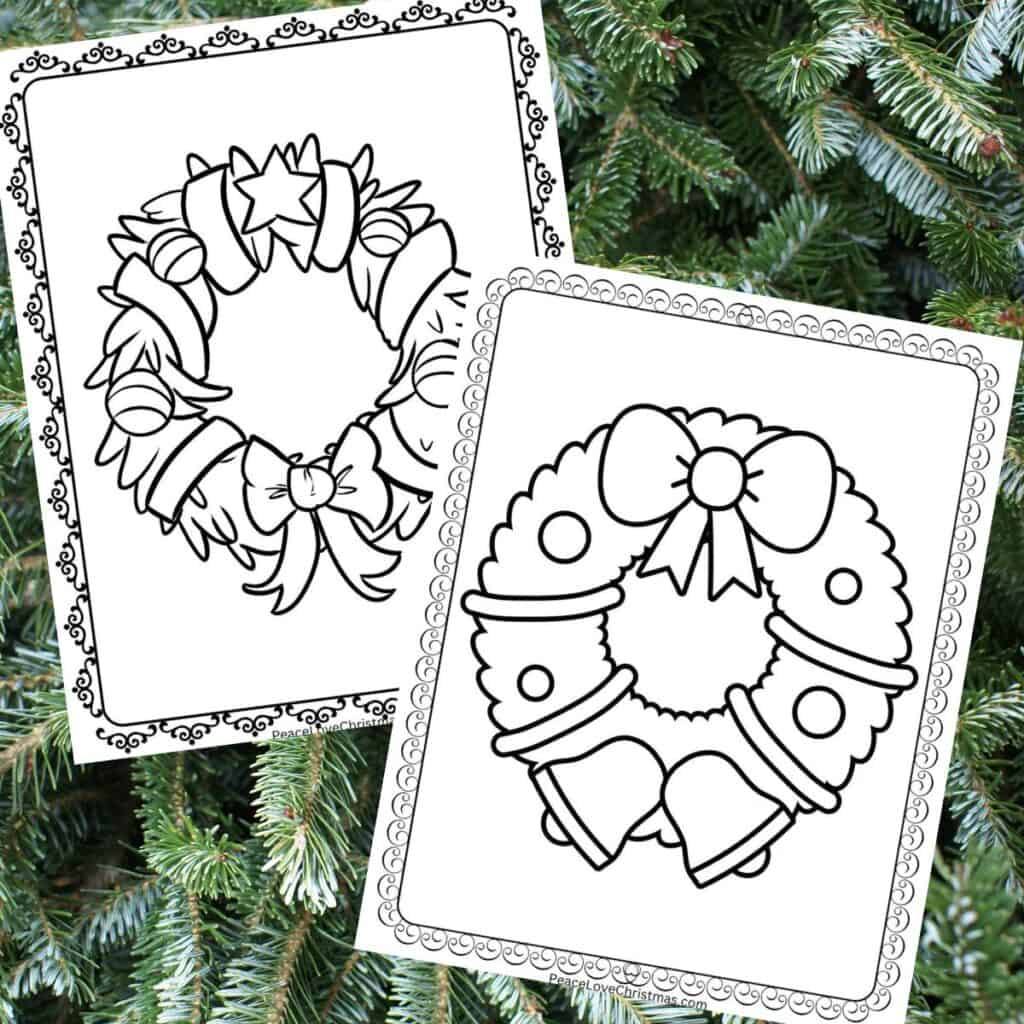 Christmas wreath coloring sheets