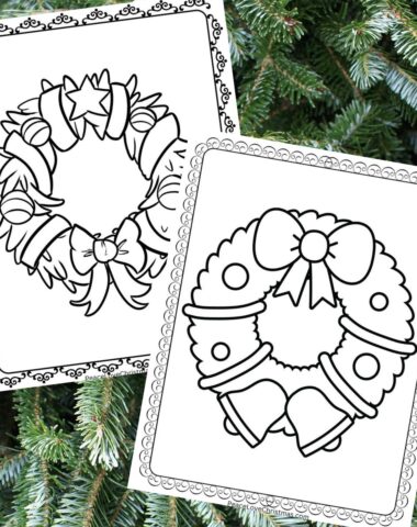 Christmas wreath coloring sheets