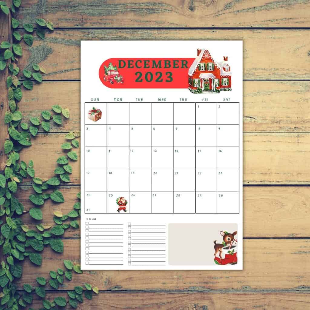 cute December calendar