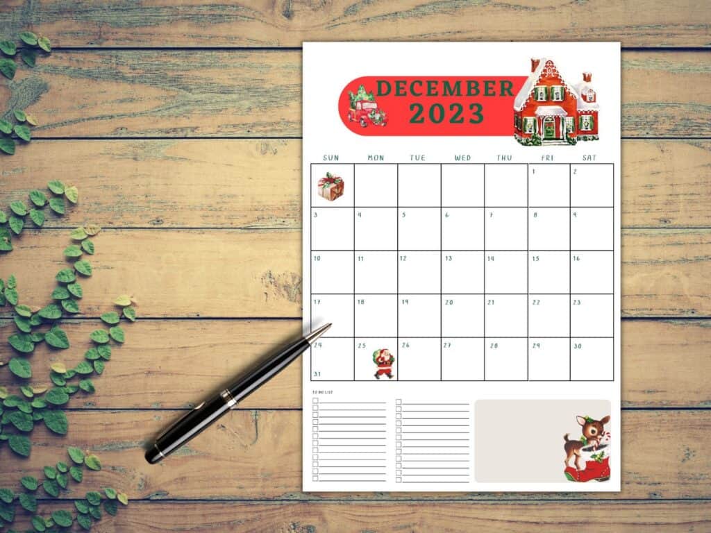 December calendar printable