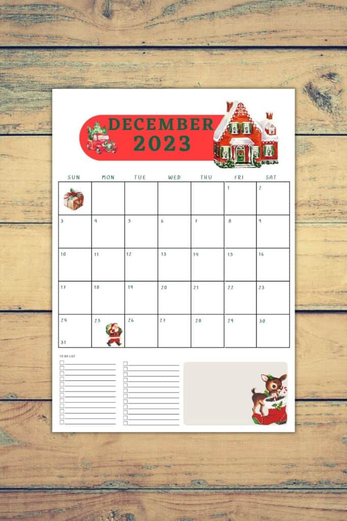 free printable Christmas calendar