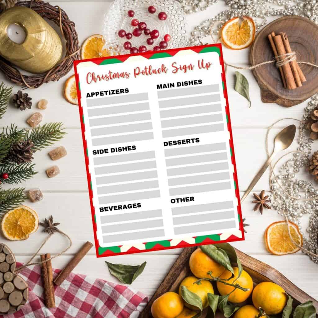 Free Christmas Potluck Printable