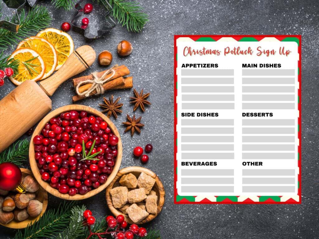 Potluck Sign Up Sheet Printable