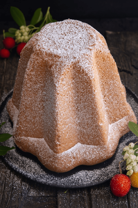 Pandoro Italian Cake with a coat of sugar powder