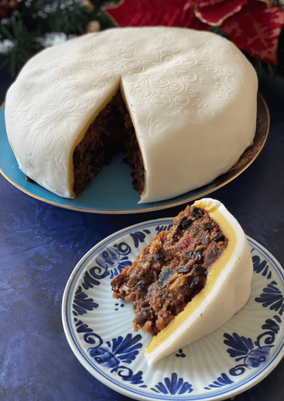 British Cake with an elegant white chocolate coating