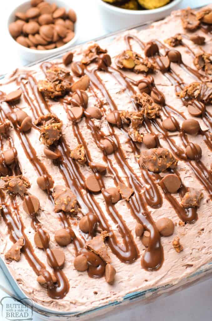 Cake with bits of Ferrero Rocher chocolate on top