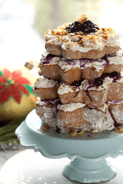 Pandoro cake with cream and berries