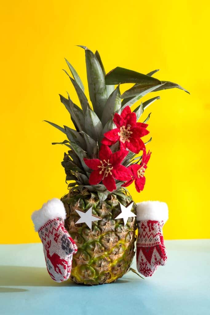 Pineapple decor for Christmas in July